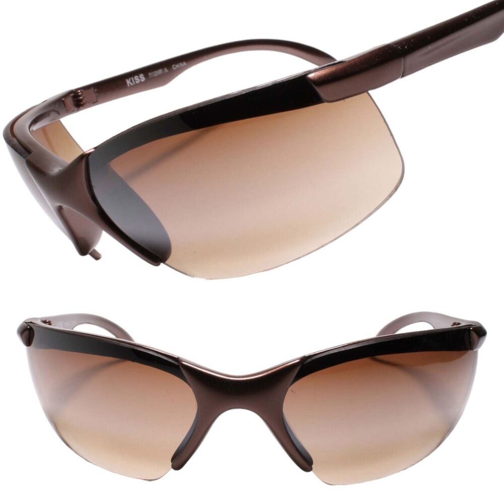 Athletic Baseball Sports Eyewear Lightweight Wrap Around Brown Sunglasses